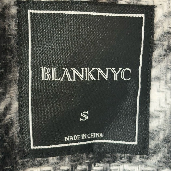 BLANKNYC Hooded Shirt Jacket Small Black White Plaid Flannel Button Front - Picture 10 of 12